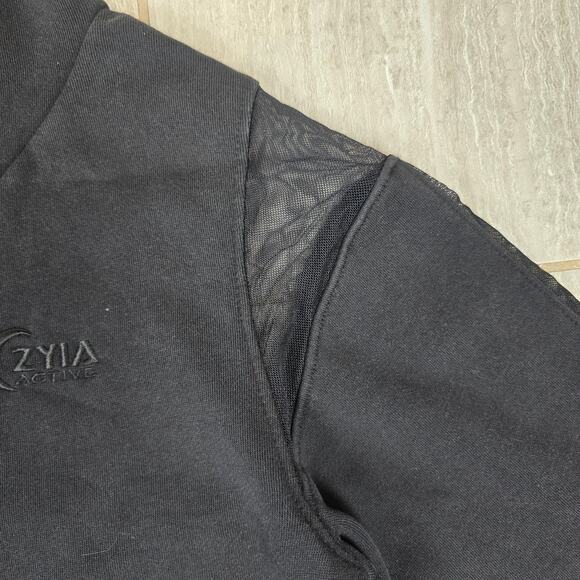 NWT ZYIA ACTIVE Women's Cropped 847 Black Mesh Cowl Neck Sweatshirt Size - Picture 11 of 12